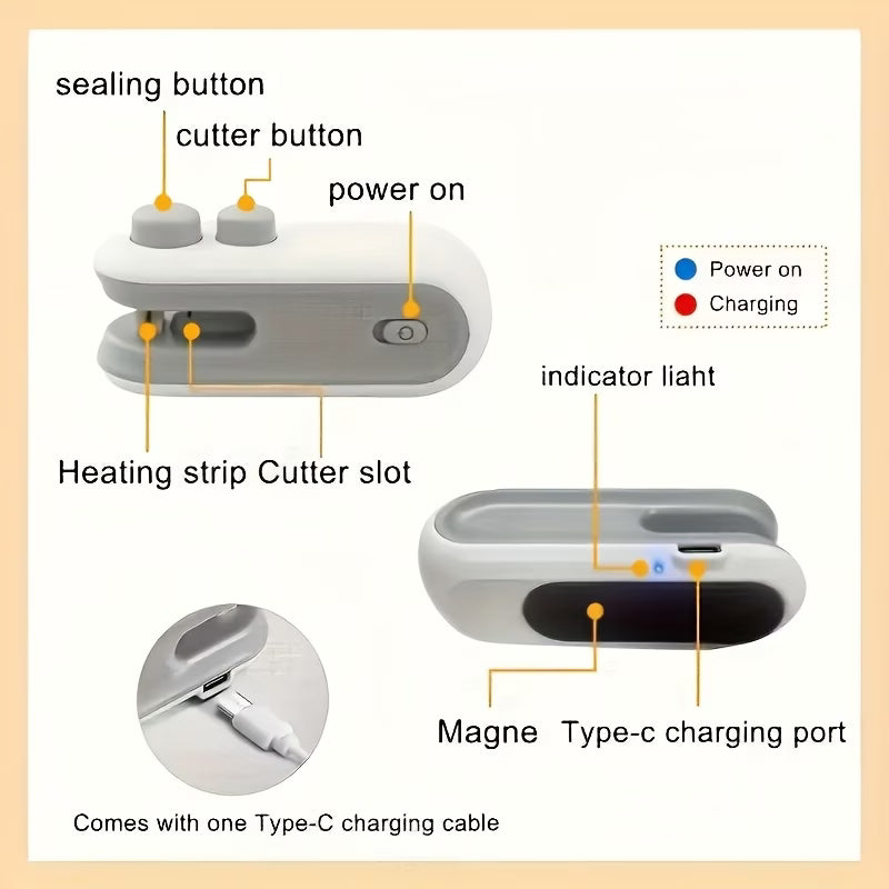 USB Rechargeable Mini Food Bag Sealer